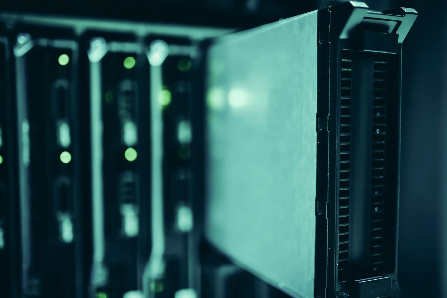 Server racks in a data center representing DNS infrastructure